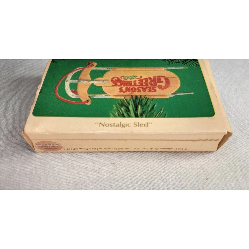 1984 Hallmark Keepsake Ornament Nostalgic Sled Seasons Greetings QX442-4